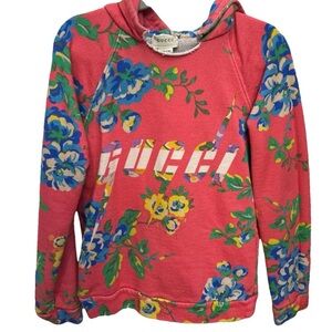 Gucci Pink Hoodie with Blue Floral Design